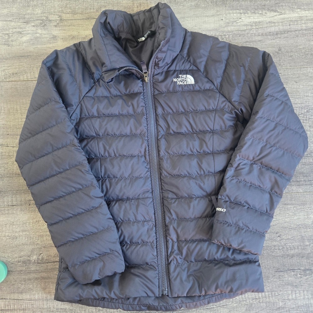 The North Face Girls Aconcagua 550 Down Puffer Jacket Dark Gray Size Large 14/16